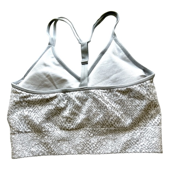 RBX Grey White Printed Adjustable T Strap Sports Bra Size Medium - Picture 3 of 9